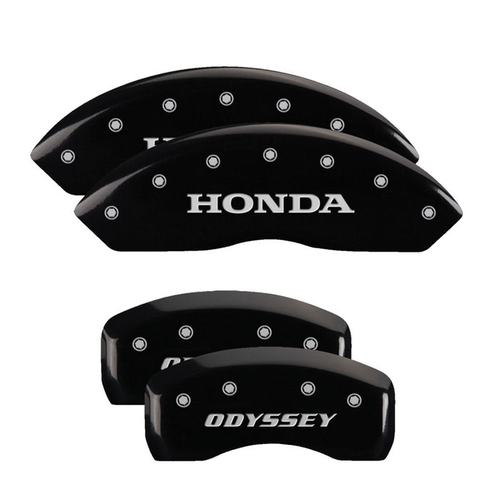 MGP 4 Caliper Covers Engraved Front Honda Engraved Rear Odyssey Black finish silver ch