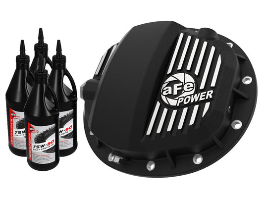 aFe Pro Series GMCH 9.5 Rear Diff Cover Black w/Mach Fins & Gear Oil 19-20 GM Silverado/Sierra 1500