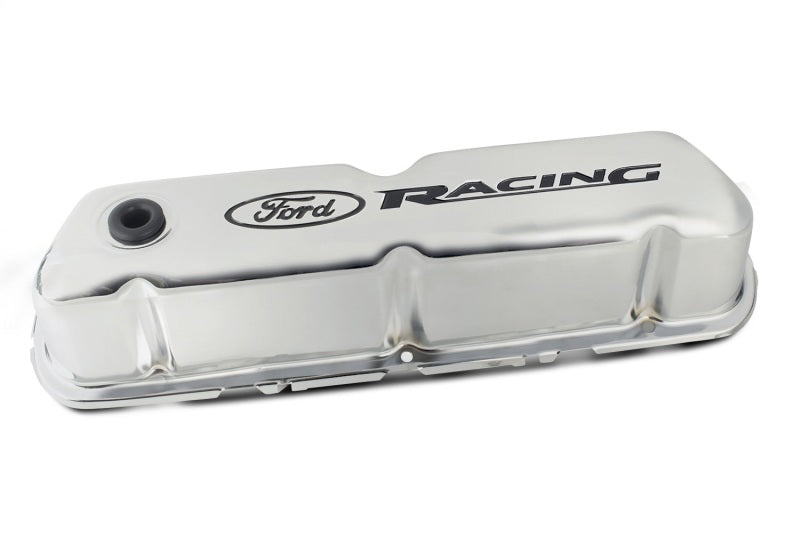 Ford Racing Logo Stamped Steel Valve Covers - Chrome