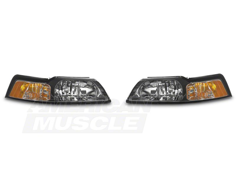 Raxiom 99-04 Ford Mustang Axial Series OE Style Headlights- Chrome Housing (Clear Lens)