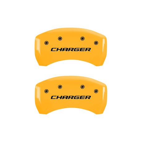 MGP 4 Caliper Covers Engraved Front & Rear Block/Charger Yellow Finish Black Char 2006 Dodge Charger