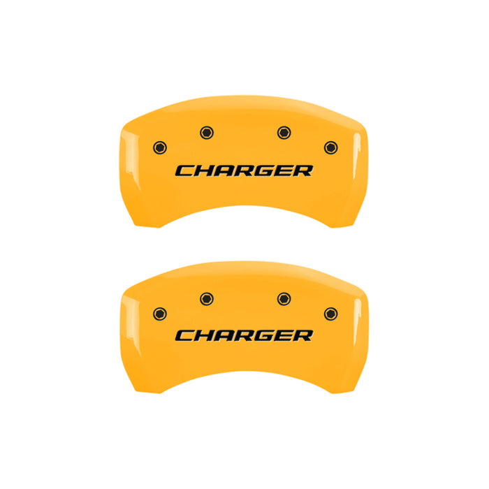 MGP 4 Caliper Covers Engraved Front & Rear Block/Charger Yellow Finish Black Char 2006 Dodge Charger