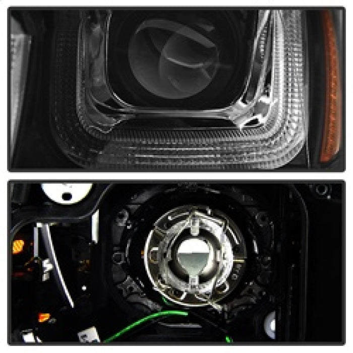 Spyder Volkswagen Golf VII 14-16 Projector Headlights DRL LED Blk Stripe Blk PRO-YD-VG15-BLK-DRL-BK