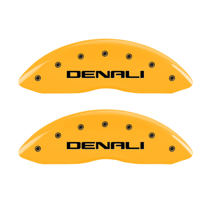 MGP 4 Caliper Covers Engraved Front & Rear Denali Yellow finish black ch