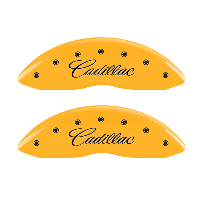 MGP 4 Caliper Covers Engraved Front Cadillac Rear SRX Yellow Finish Black Char 2010 Cadillac SRX