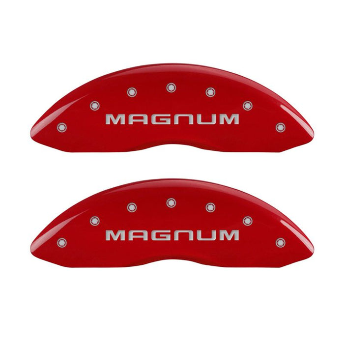 MGP 4 Caliper Covers Engraved Front & Rear Magnum Red finish silver ch