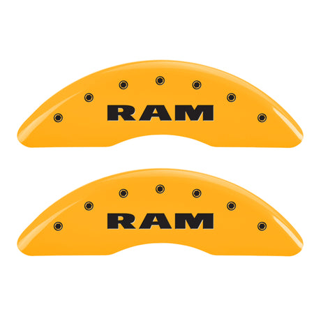 MGP 4 Caliper Covers Engraved Front RAM Engraved Rear RAMHEAD Yellow finish black ch