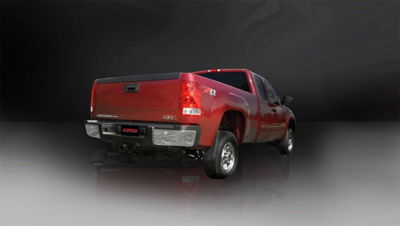 Corsa 07-10 GMC Sierra 6.0L V8 3in Cat-Back Single Side w Twin 4in Black Pro-Series Tips