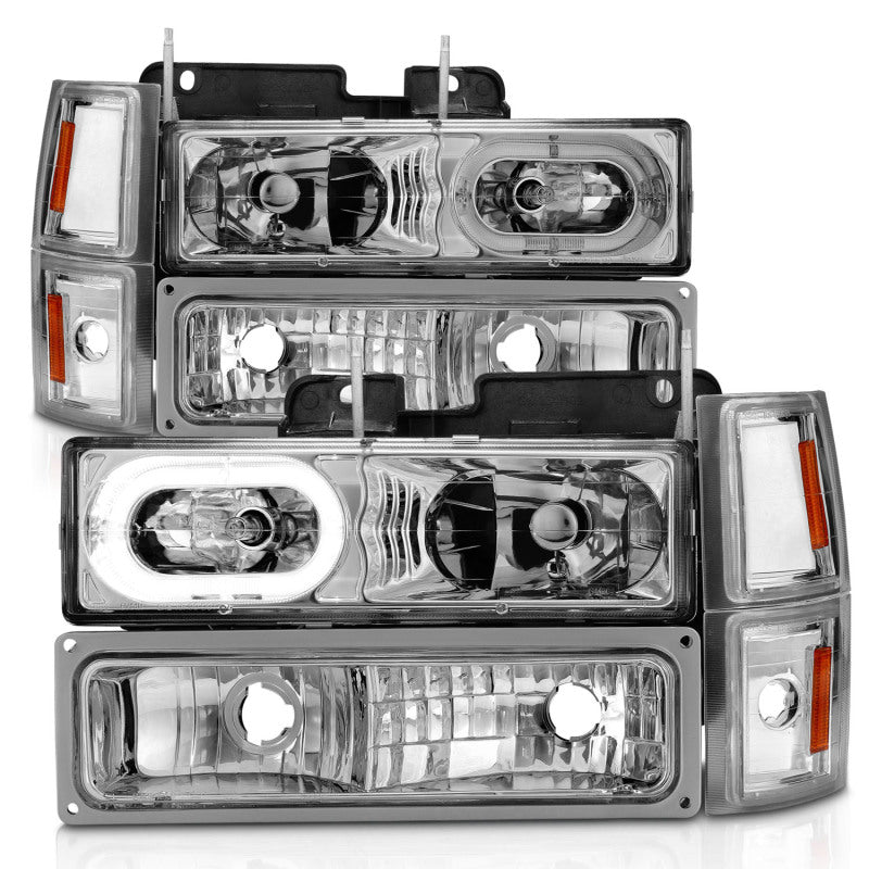 ANZO 88-98 Chevrolet C1500 Crystal Headlights Chrome Housing w/ Signal and Side Marker Lights