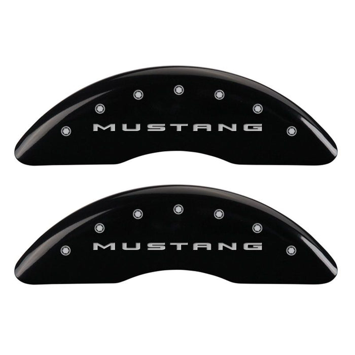 MGP 4 Caliper Covers Engraved Front 2015/Mustang Engraved Rear 2015/50 Black finish silver ch