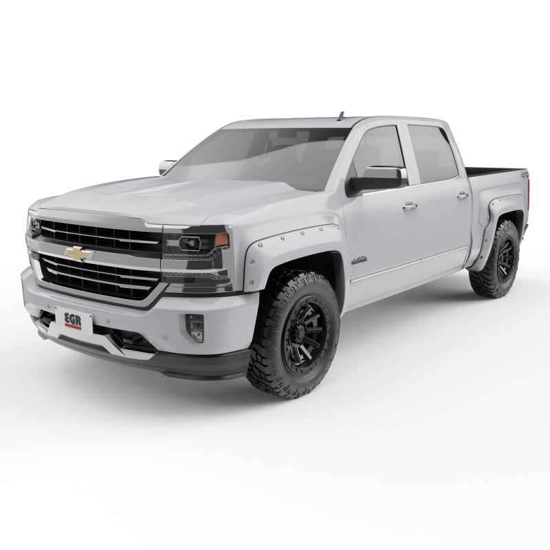 EGR 14+ Chev Silverado 5ft Bed Bolt-On Look Color Match Fender Flares - Set - Summit White