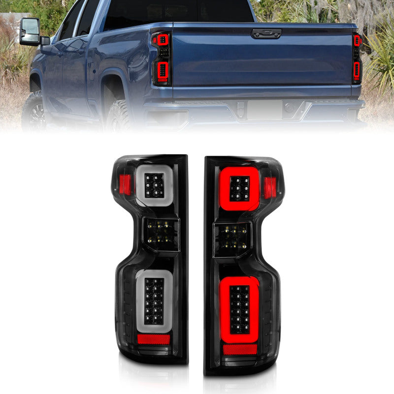 ANZO 19-21 Chevy Silverado Full LED Taillights Black Housing Clear Lens G2 (w/C light Bars)