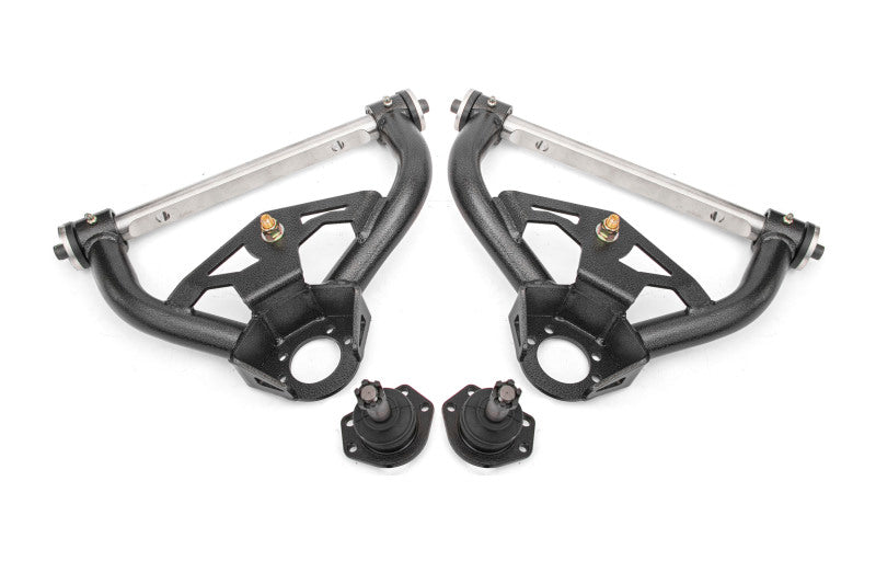 BMR 78-87 GM G-Body Non-Adjustable Upper A-Arms Delrin 0.5in Tall Ball Joint - Black Hammertone BMR Suspension