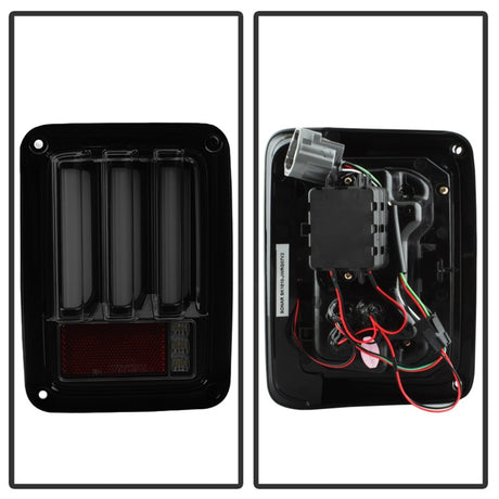 Spyder 07-16 Jeep Wrangler Version 2 Light Bar LED Tail Lights - Smoke (ALT-YD-JWA07V2-LBLED-BSM)