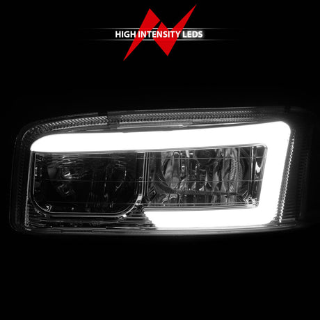 ANZO 99-17 GMC Sierra/Denali Headlights Chrome Amber (w/C Light Bars)