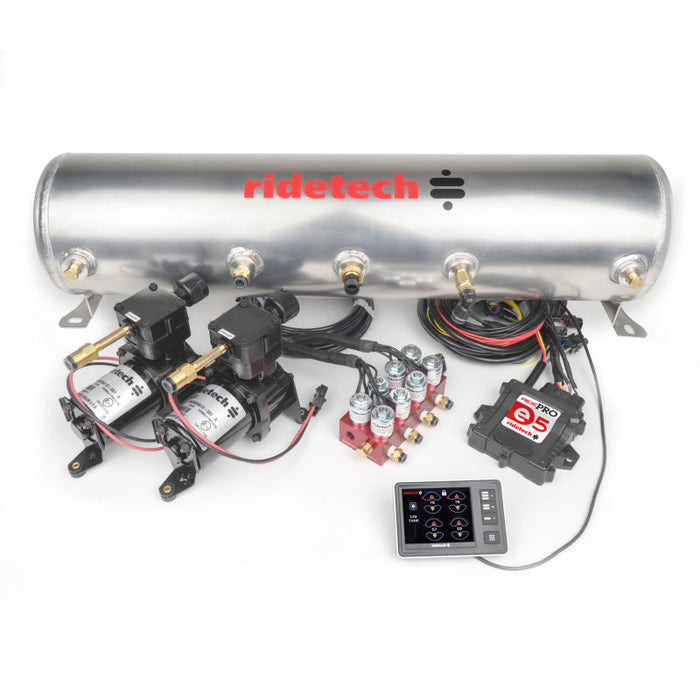 Ridetech RidePro E5 Air Ride Suspension Control System 5 Gallon Dual Compressor 1/4in Valves