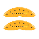 MGP 4 Caliper Covers Engraved Front & Rear Silverado Yellow finish black ch