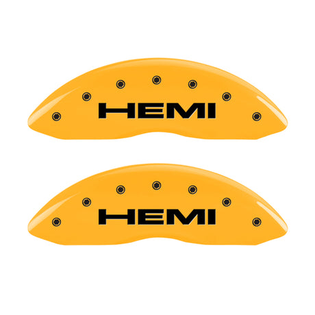 MGP 4 Caliper Covers Engraved Front & Rear Hemi Yellow Finish Black Char 2006 Jeep Commander