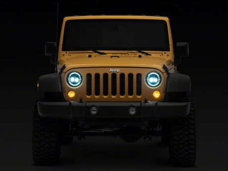 Raxiom 97-18 Jeep Wrangler TJ & JK Axial 7-In LED Headlights w/ DRL- Chrome Housing (Clear Lens)