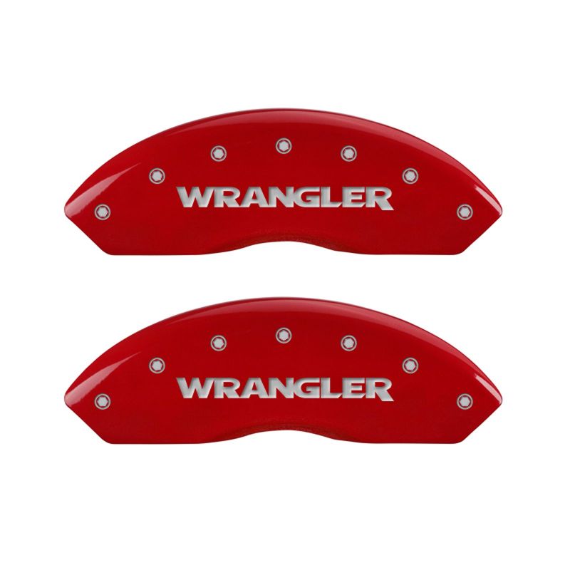 MGP Front set 2 Caliper Covers Engraved Front WRANGLER Red finish silver ch