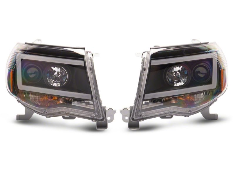 Raxiom 05-11 Toyota Tacoma Axial Series LED DRL Projector Headlights- Blk Housing (Clear Lens)