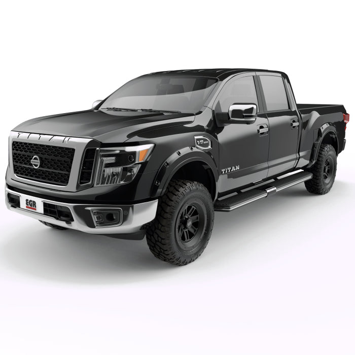 EGR 16+ Nissan Titan XD Bolt-On Look Color Match Fender Flares - Set - Black Metallic