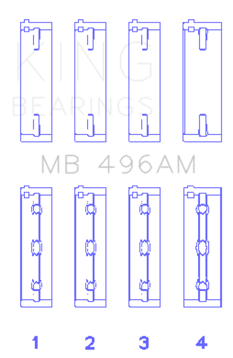 King Engine Bearings Mazda KL V6 (Size STD) Main Bearing Set of 4