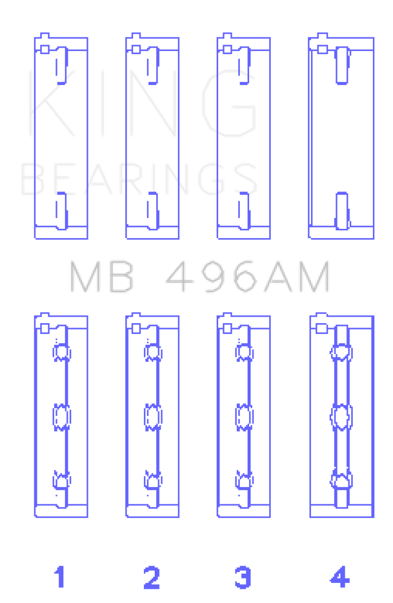 King Engine Bearings Mazda KL V6 (Size STD) Main Bearing Set of 4