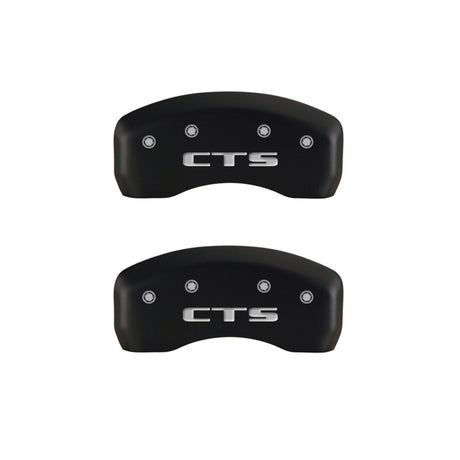 MGP 4 Caliper Covers Engraved Front Cursive/Cadillac Engraved Rear CTS Red finish silver ch