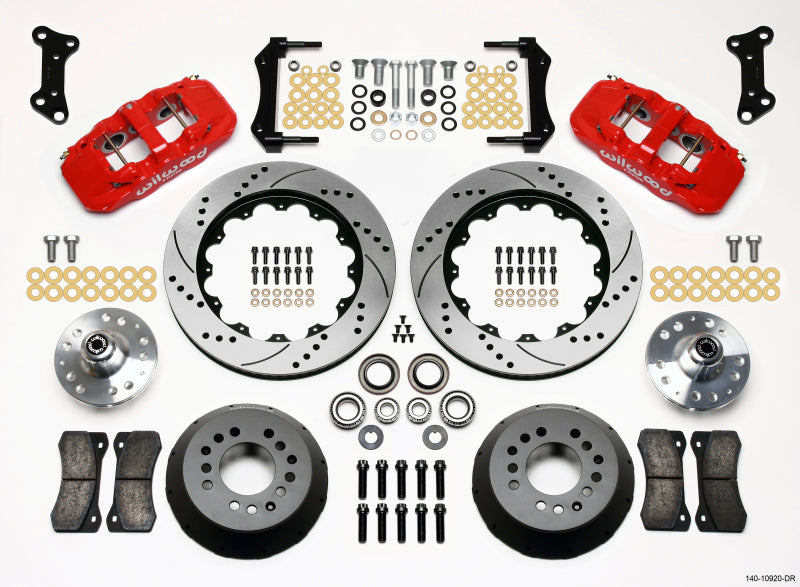 Wilwood AERO6 Front Hub Kit 14.00 Drilled Red 67-69 Camaro 64-72 Nova Chevelle