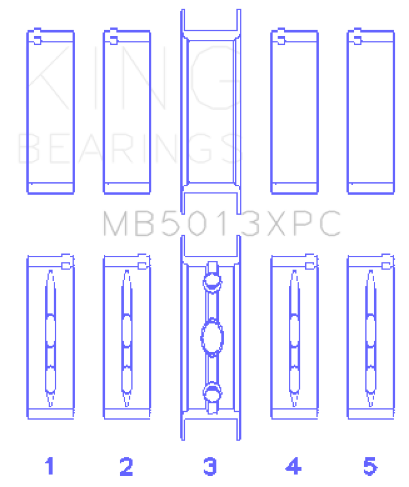 King Engine Bearings GM Vortec / LS-Series Gen III / IV Crankshaft Main Bearing Set (Set of 5)
