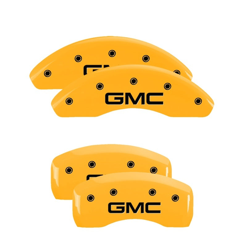 MGP 4 Caliper Covers Engraved Front & Rear Style 2/Chrysler Wing Yellow finish black ch