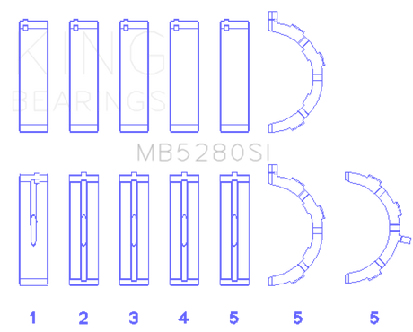 King Engine Bearings Ford 281CI/330CI 4.6L/5.4L V8 (Size +0.25) Main Bearing Set