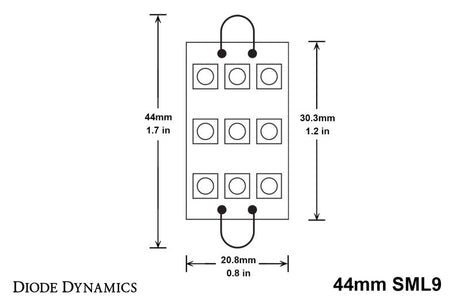 Diode Dynamics 44mm SML9 LED Bulb - Cool - White (Pair)