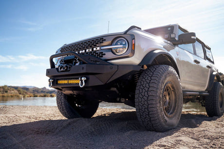 DV8 Offroad 2021+ Ford Bronco Modular Front Bumper Winch Capable w/ Auxiliary Light Mounts