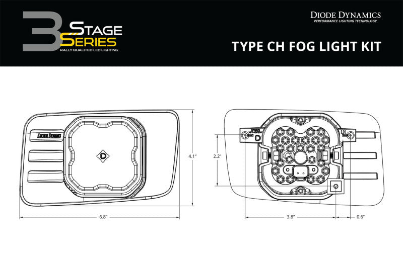 Diode Dynamics SS3 Type CH LED Fog Light Kit Max - Yellow SAE Fog