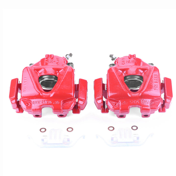 Power Stop 08-13 BMW 328i Front Red Calipers w/Brackets - Pair