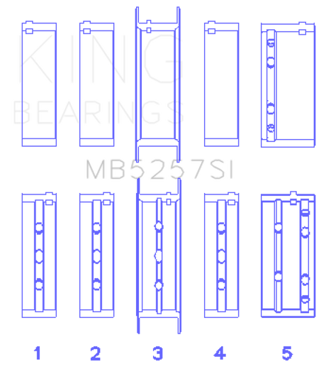 King Engine Bearings General Motors 379 V8 OHV (Size .026) Crankshaft Main Bearings (Set of 5)