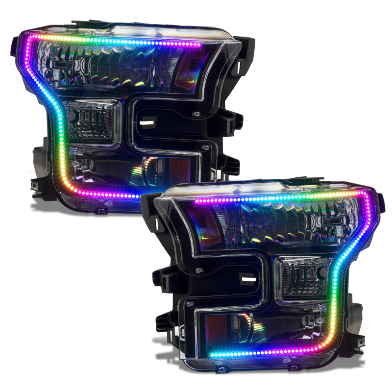Oracle 15-17 Ford F-150 Dynamic RGB+A Pre-Assembled Headlights Halogen - Blk Edition -