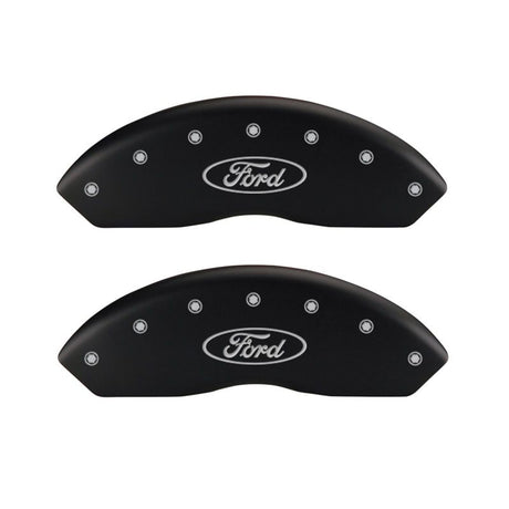 MGP 4 Caliper Covers Engraved Front Shelby Engraved Rear Tiffany Snake Black finish silver ch
