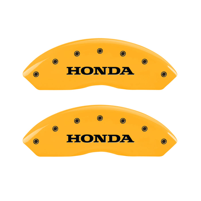 MGP 4 Caliper Covers Engraved Front & Rear Honda Yellow Finish Black Char 2006 Honda Accord