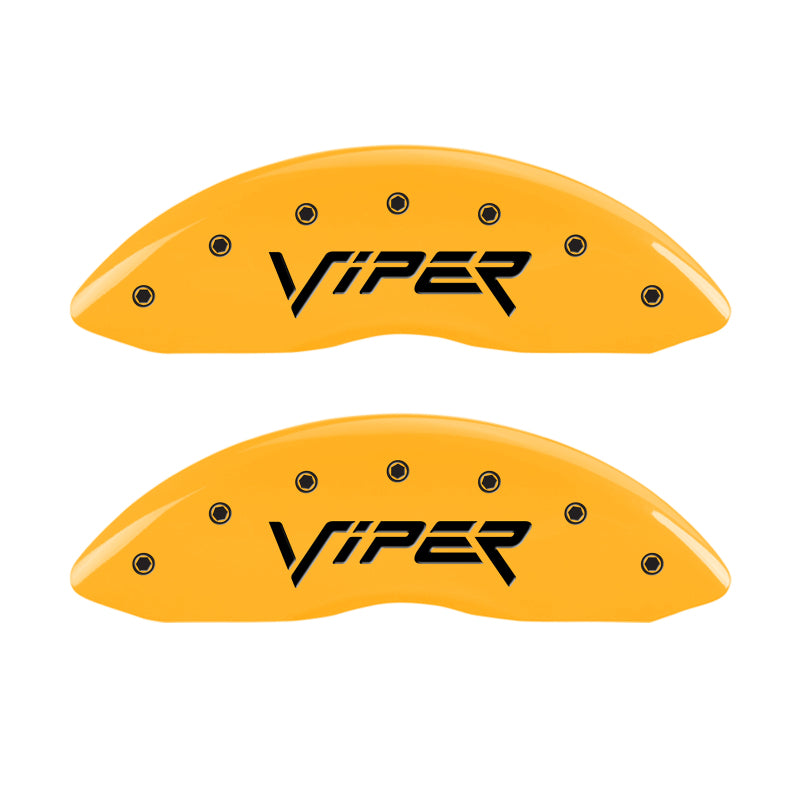 MGP 4 Caliper Covers Engraved Front Viper Rear Snake Yellow Finish Black Char 2002 Dodge Viper