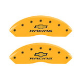 MGP 4 Caliper Covers Engraved Front & Rear Chevy Racing Yellow Power Coat Finish Black Characters