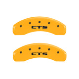 MGP 4 Caliper Covers Engraved Front Cursive/Cadillac Engraved Rear CTS Yellow finish black ch