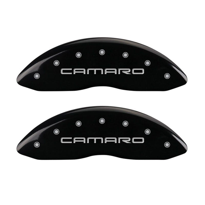 MGP 4 Caliper Covers Engraved Front & Rear Gen 4/Camaro Black finish silver ch