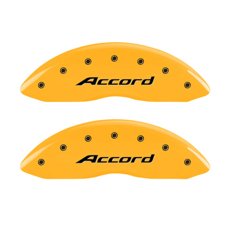 MGP 4 Caliper Covers Engraved Front Accord Engraved Rear Accord Yellow finish black ch