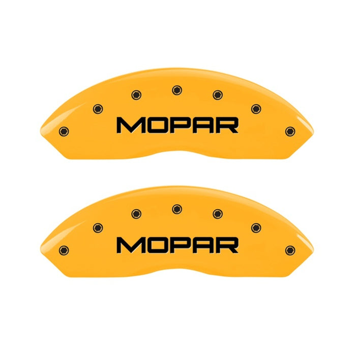 MGP 2 Caliper Covers Engraved Front Mopar Yellow Finish Black Char 2006 Jeep Wrangler