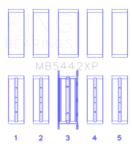 King Engine Bearings Ford 2.0 2.3L EcoBoost Crankshaft Main Bearing Set (Set of 5)