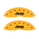 MGP 4 Caliper Covers Engraved Front JEEP Engraved Rear JEEP Grill logo Yellow finish black ch