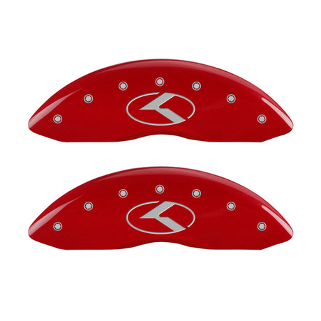 MGP 4 Caliper Covers Engraved Front & Rear Circle K/Kia Red finish silver ch